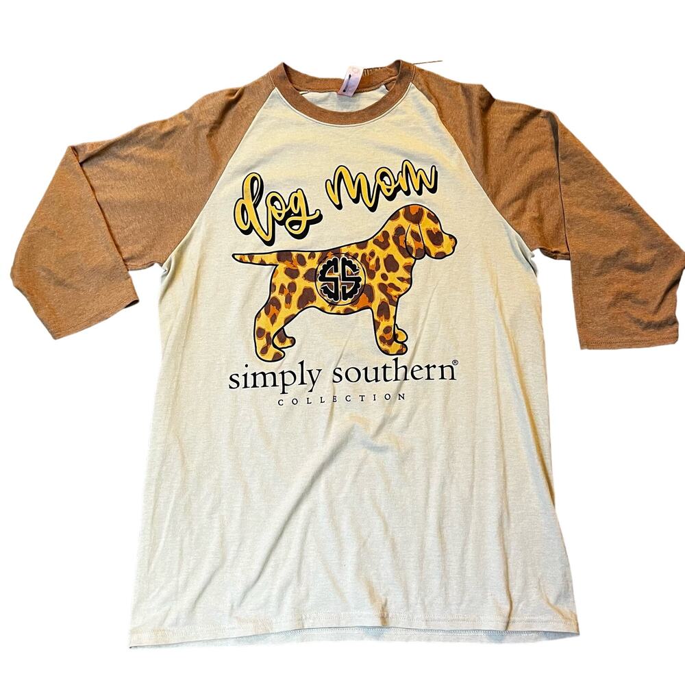Simply Southern Women's MD Dog Mom Raglan Graphic T-shirt